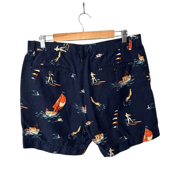 POLO Ralph Lauren Retro Print Ski Sailing Cotton 6” Shorts - Picture 2 of 9